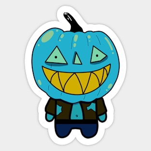 Sky Blue Zombie Pumpkin Man of Halloween Sticker